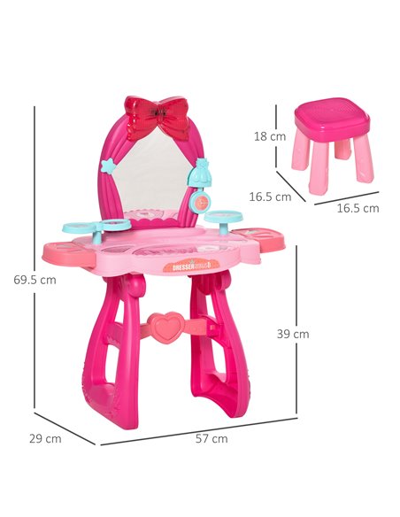 HOMCOM 3+ Kids Vanity Musical Dressing Table, Make Up Desk with Stool, Magic Mirror Lights, 36 Pcs - pic 21770 | FastDaddyshop