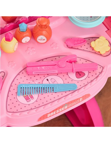 HOMCOM 3+ Kids Vanity Musical Dressing Table, Make Up Desk with Stool, Magic Mirror Lights, 36 Pcs - pic 21775 | FastDaddyshop