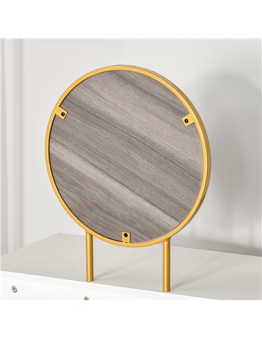 HOMCOM Modern Dressing Table with Round Mirror, 2 Drawers, White