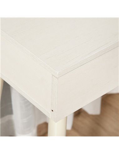 HOMCOM Modern Dressing Table with Round Mirror, 2 Drawers, White