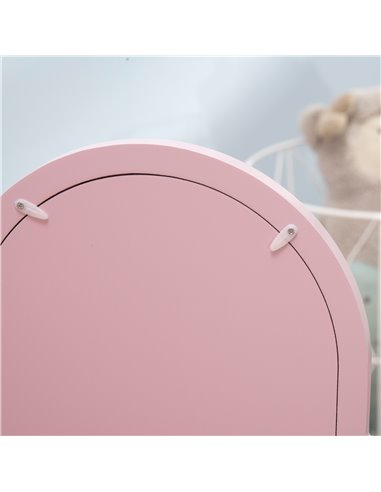 HOMCOM Kids Dressing Table with Mirror and Stool, Kids Vanity Set, Girl Makeup Desk with Drawer for 3-6 Years Old Children, Pink