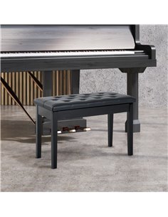 HOMCOM PU Leather Upholstered Piano Stool, Dressing Table Seat with Storage, Black 2