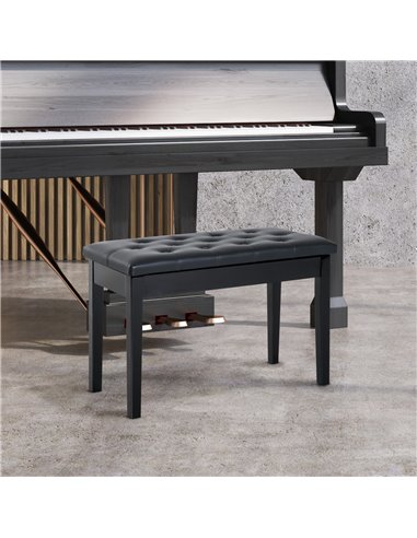 HOMCOM PU Leather Upholstered Piano Stool, Dressing Table Seat with Storage, Black