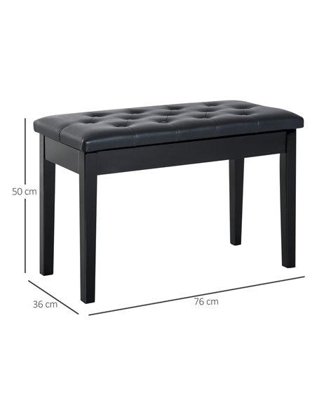 HOMCOM PU Leather Upholstered Piano Stool, Dressing Table Seat with Storage, Black - pic 21824 | FastDaddyshop
