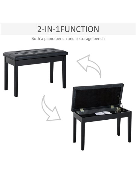 HOMCOM PU Leather Upholstered Piano Stool, Dressing Table Seat with Storage, Black - pic 21825 | FastDaddyshop