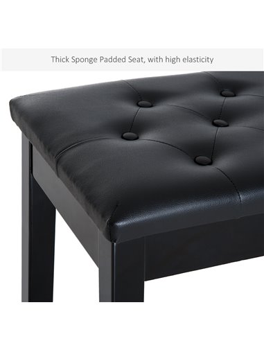 HOMCOM PU Leather Upholstered Piano Stool Makeup Stool Bench Dressing Table Seat with Storage 76x36x50cm, Black