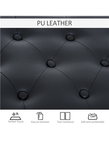 HOMCOM PU Leather Upholstered Piano Stool Makeup Stool Bench Dressing Table Seat with Storage 76x36x50cm, Black