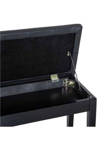 HOMCOM PU Leather Upholstered Piano Stool Makeup Stool Bench Dressing Table Seat with Storage 76x36x50cm, Black