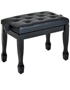 HOMCOM PU Leather Upholstered Piano Stool, Height Adjustable Makeup Stool Bench, Black
