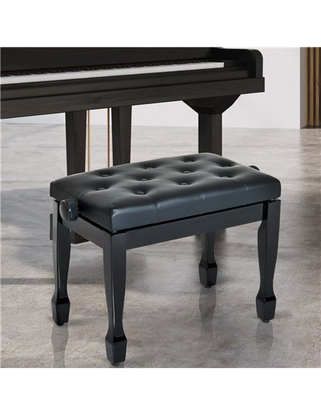HOMCOM PU Leather Upholstered Piano Stool, Height Adjustable Makeup Stool Bench, Black - pic 21832 | FastDaddyshop