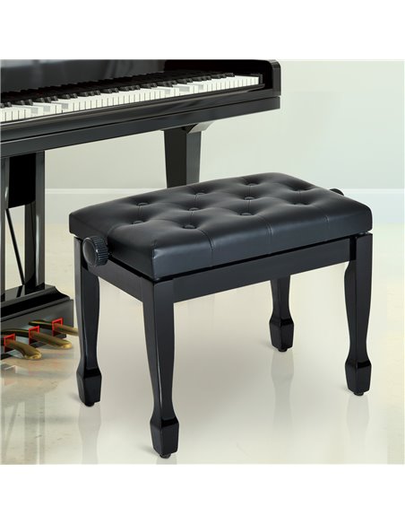 HOMCOM PU Leather Upholstered Piano Stool, Height Adjustable Makeup Stool Bench, Black - pic 21836 | FastDaddyshop