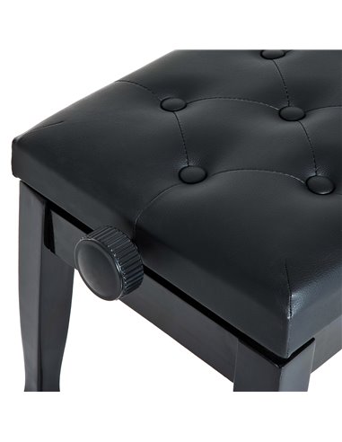 HOMCOM PU Leather Upholstered Piano Stool, Height Adjustable Makeup Stool Bench, Black