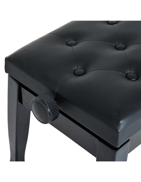 HOMCOM PU Leather Upholstered Piano Stool, Height Adjustable Makeup Stool Bench, Black - pic 21837 | FastDaddyshop