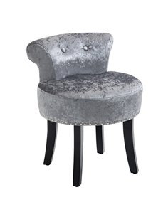 HOMCOM Dressing Table Stool with Rubber Wood Legs, Grey