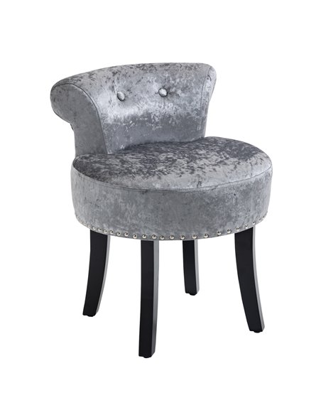 HOMCOM Dressing Table Stool with Rubber Wood Legs, Grey - pic 21840 | FastDaddyshop