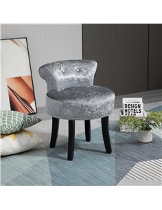 HOMCOM Dressing Table Stool with Rubber Wood Legs, Grey 2