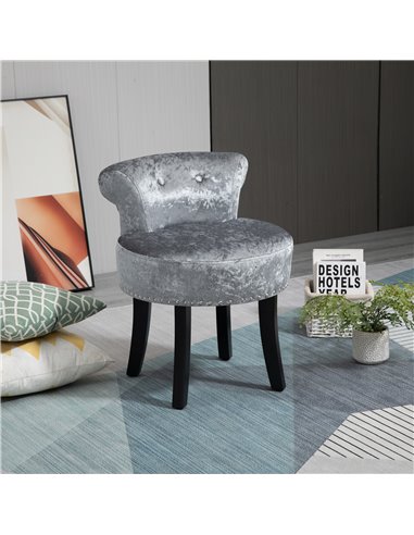 HOMCOM Dressing Table Stool with Rubber Wood Legs, Grey
