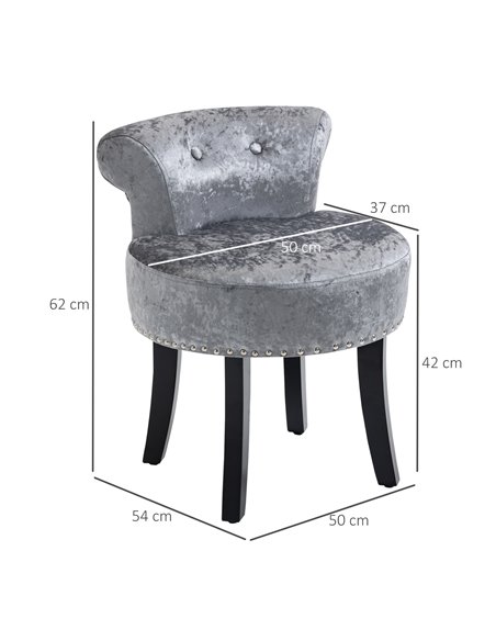 HOMCOM Dressing Table Stool with Rubber Wood Legs, Grey - pic 21842 | FastDaddyshop