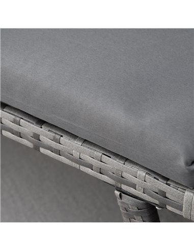 Outsunny 2 Seater Rattan Folding Daybed Sofa Bench Garden Chaise Lounger Loveseat with Cushion Outdoor Patio Grey