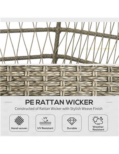 Outsunny 6-Seater Outdoor Rattan Corner Sofa Set with Thick Padded Cushions, Grey