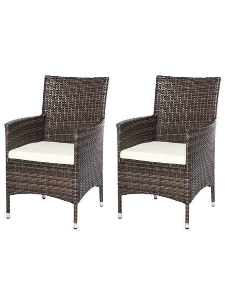 Outsunny 2 Seater Outdoor Rattan Armchair with Armrests Cushions, Mixed Brown - pic 21885 | FastDaddyshop