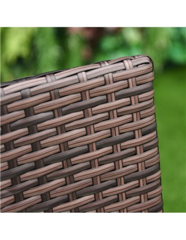 Outsunny 2 Seater Outdoor Rattan Armchair Dining Chair Garden Patio Furniture w/ Armrests Cushions Mixed Brown