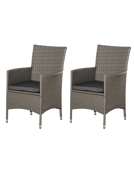 Outsunny 2 Seater Outdoor Rattan Armchair with Armrests Cushions, Grey - pic 21894 | FastDaddyshop