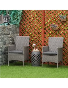 Outsunny 2 Seater Outdoor Rattan Armchair with Armrests Cushions, Grey 2