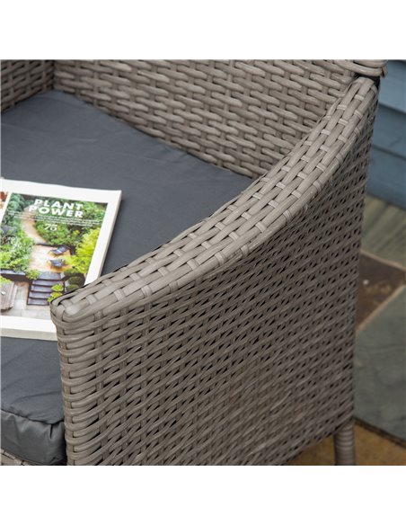 Outsunny 2 Seater Outdoor Rattan Armchair Dining Chair Garden Patio Furniture w/ Armrests Cushions Grey - pic 21901 | FastDaddyshop