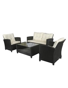 Outsunny 4-Seater All Weather PE Rattan Sofa Set with Cushions, Black