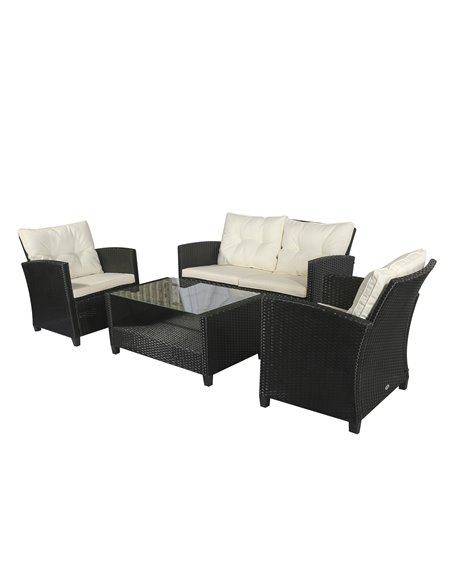 Outsunny 4-Seater All Weather PE Rattan Sofa Set with Cushions, Black - pic 21903 | FastDaddyshop