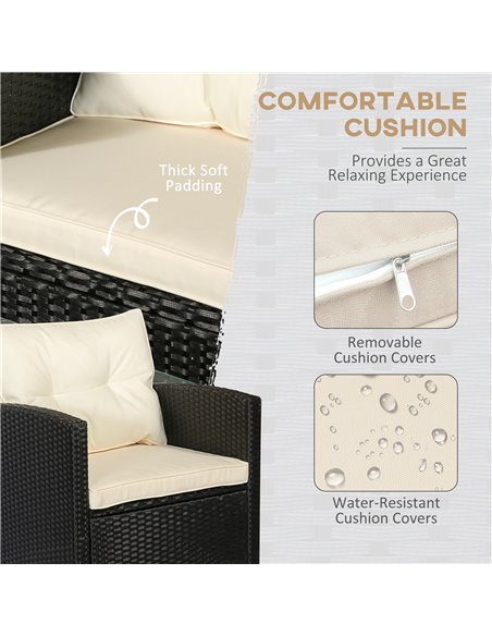 Outsunny 4-Seater All Weather PE Rattan Sofa Set with Cushions, Black - pic 21907 | FastDaddyshop