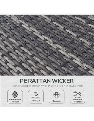 Outsunny 6-Seater Rattan Wicker Sofa Set with Cushions and Table, Dark Grey