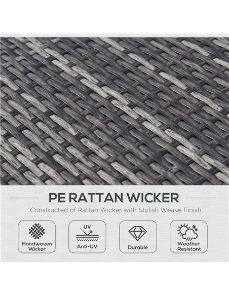Outsunny 6-Seater Rattan Wicker Sofa Set with Cushions and Table, Dark Grey - pic 21915 | FastDaddyshop