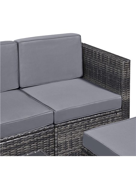 Outsunny 6-Seater Rattan Wicker Sofa Set with Cushions and Table, Dark Grey - pic 21919 | FastDaddyshop