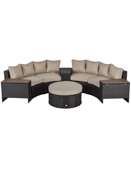 Outsunny Half Round 4-Seater PE Rattan Garden Sofa Set  with Side Table, Beige - pic 21921 | FastDaddyshop