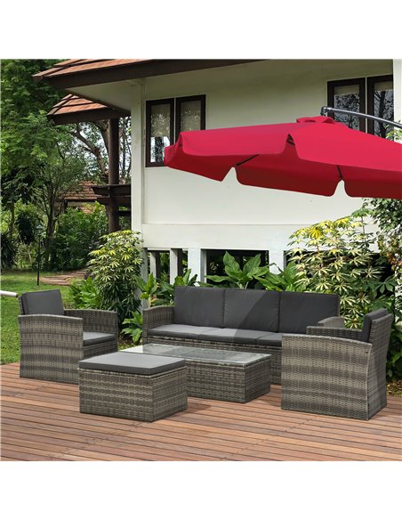 Outsunny 6-Seater Outdoor Garden Rattan Furniture Set w/ Table Grey - pic 21940 | FastDaddyshop