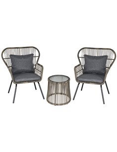 Outsunny 2 Seater Outdoor Patio Bistro Set, Wicker Rattan Furniture 2 Chairs 1 Coffee Table with Metal Legs for Garden, Backyard