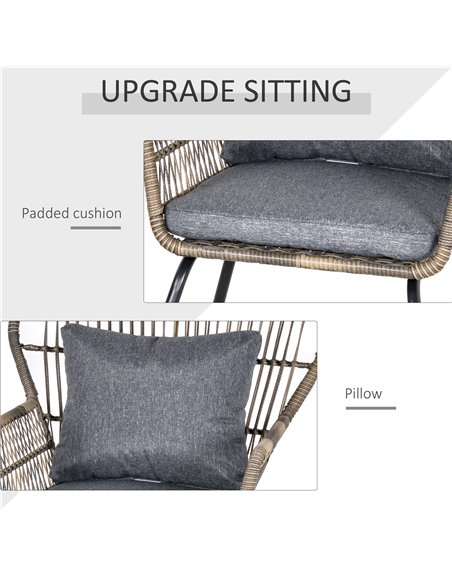 Outsunny 2 Seater Outdoor Patio Bistro Set, Wicker Rattan Furniture 2 Chairs 1 Coffee Table with Metal Legs for Garden, Backyard - pic 21960 | FastDaddyshop