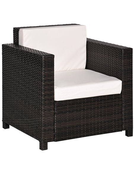 Outsunny 1 Seater Rattan Garden All-Weather Wicker Weave Single Sofa Armchair with Fire Resistant Cushion - Brown - pic 21966 | FastDaddyshop