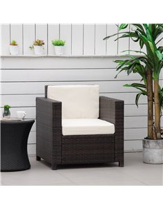 Outsunny 1 Seater Rattan Garden All-Weather Wicker Weave Single Sofa Armchair with Fire Resistant Cushion - Brown 2