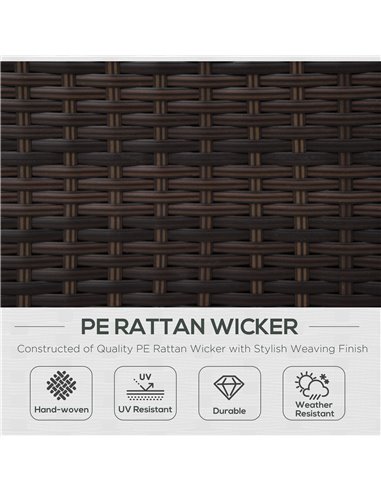 Outsunny 1 Seater Rattan Garden All-Weather Wicker Weave Single Sofa Armchair with Fire Resistant Cushion - Brown