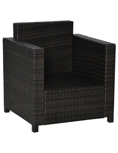 Outsunny 1 Seater Rattan Garden All-Weather Wicker Weave Single Sofa Armchair with Fire Resistant Cushion - Black