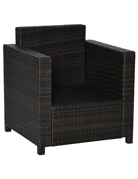 Outsunny 1 Seater Rattan Garden All-Weather Wicker Weave Single Sofa Armchair with Fire Resistant Cushion - Black - pic 21981 | FastDaddyshop