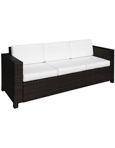 Outsunny Garden Rattan 3 Seater All-Weather Wicker Weave Metal Frame Chair with Fire Resistant Cushion - Brown