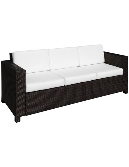Outsunny Garden Rattan 3 Seater All-Weather Wicker Weave Metal Frame Chair with Fire Resistant Cushion - Brown - pic 21984 | FastDaddyshop