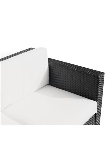 Outsunny Garden Rattan Sofa 3 Seater All-Weather Wicker Weave Metal Frame Chair with Fire Resistant Cushion - Black