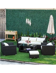 Outsunny 6-Seater Rattan Sofa Set Garden Furniture Outdoor Wicker Weave and Aluminium Frame Conservatory Table Chairs w/ Cushion 2