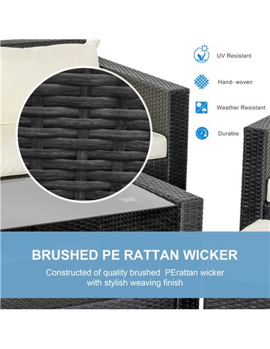 Outsunny 6-Seater Rattan Sofa Set Garden Furniture Outdoor Wicker Weave and Aluminium Frame Conservatory Table Chairs w/ Cushion