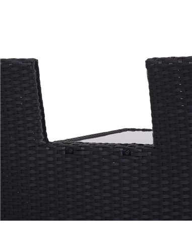 Outsunny Garden Rattan 2 Seater Companion Seat Wicker Love Seat Weave Partner Bench w/ Cushions Patio Outdoor Furniture (Black)